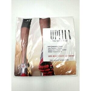 Upella Ankle Compression Sleeves Grey/Black 2 Sleeves (1 Pair) Size LARGE- NEW